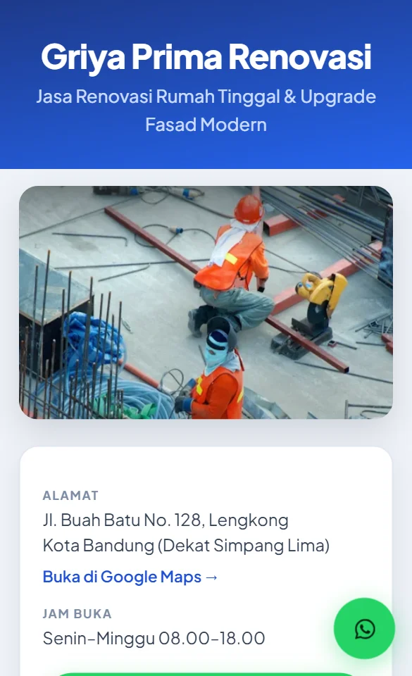 Tampilan website Griya Prima Renovasi - Desain Kartu