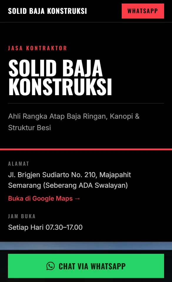 Tampilan website Solid Baja Konstruksi - Desain Garis