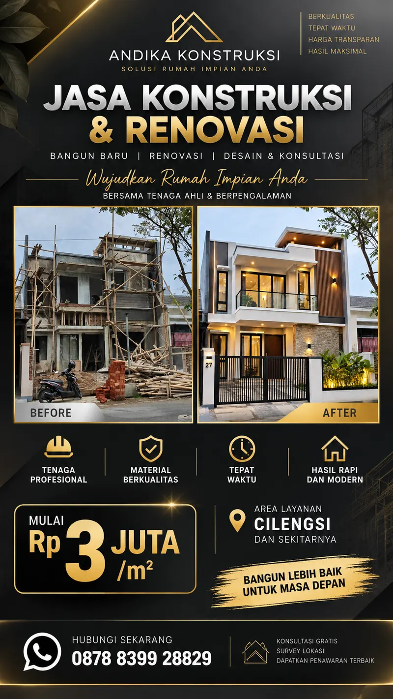 Hasil poster premium konstruksi dari AI