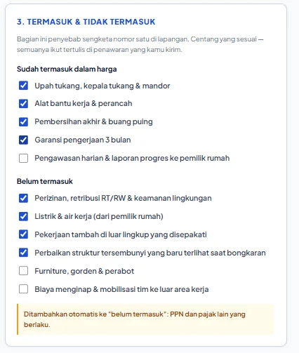 Contoh hasil Kalkulator RAB 3
