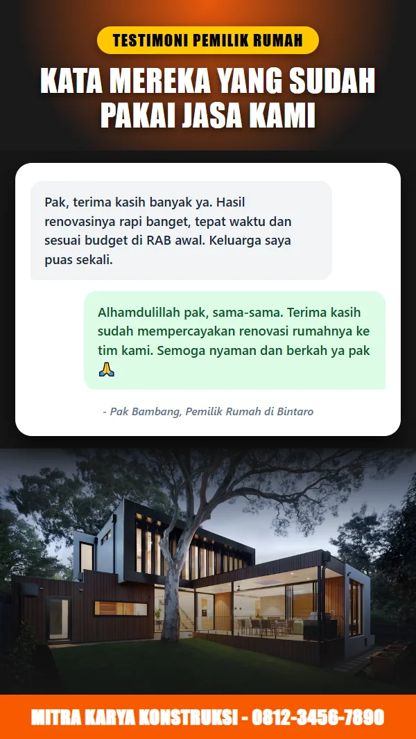 Template testimoni & serah terima kunci